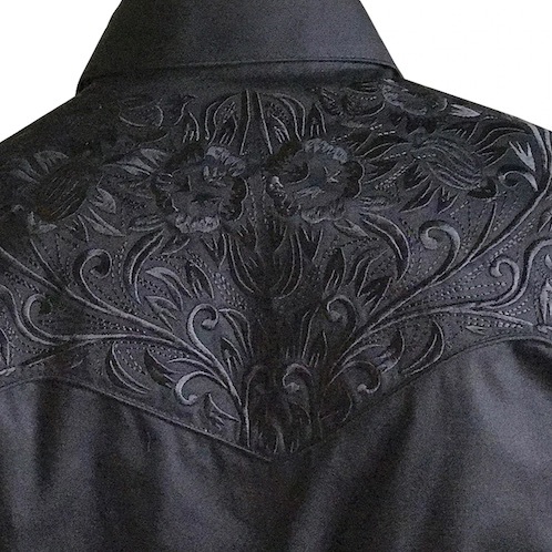 Rockmount Black Vintage Tooling Embroidered Western Shirt