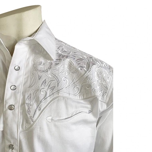 Rockmount White Vintage Tooling Embroidered Western Shirt