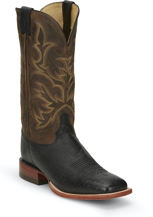 justin black ostrich square toe boots