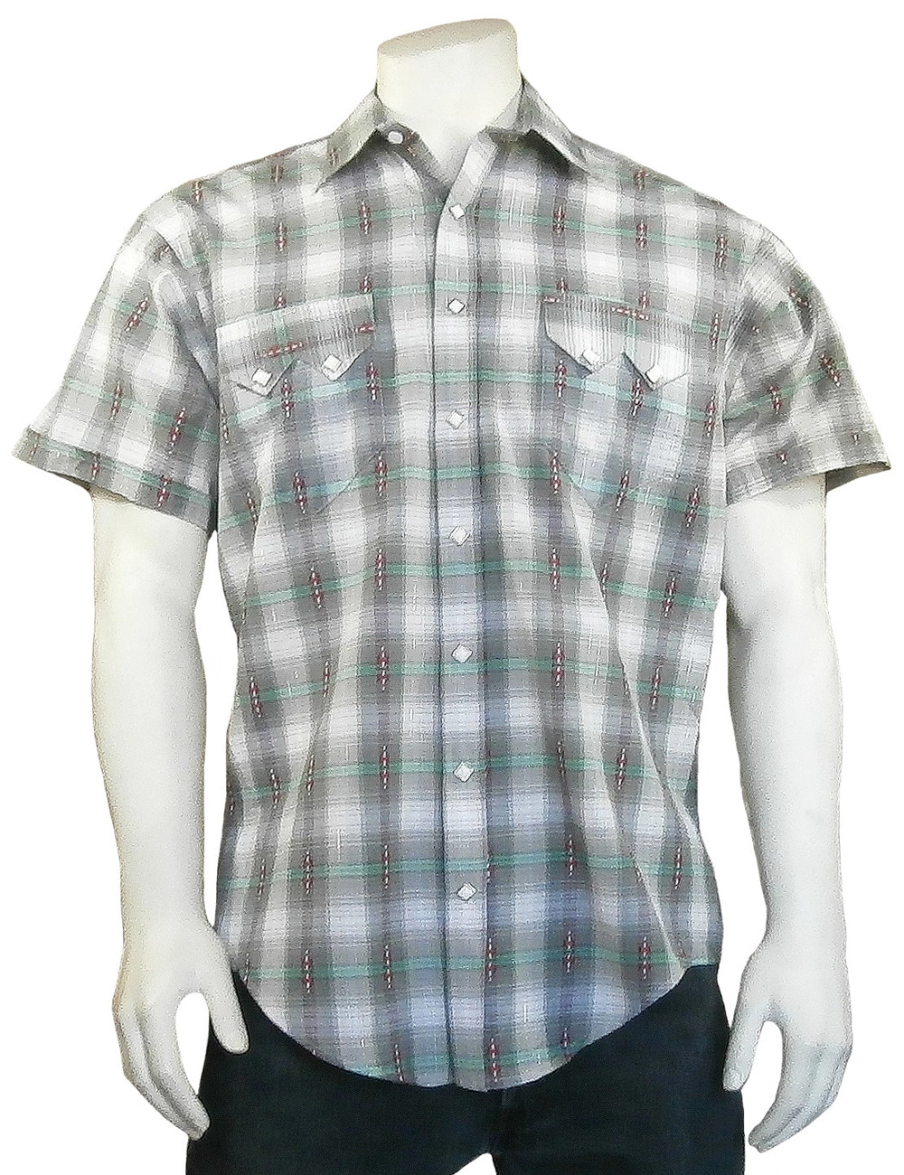 Mens Rockmount Short Sleeve Plaid Western Shirt