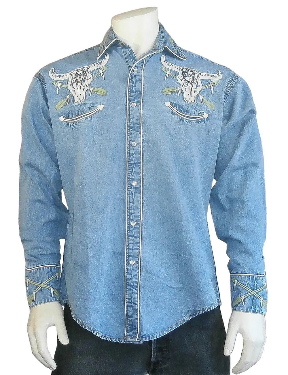 Mens Rockmount Vintage Denim Western Shirt