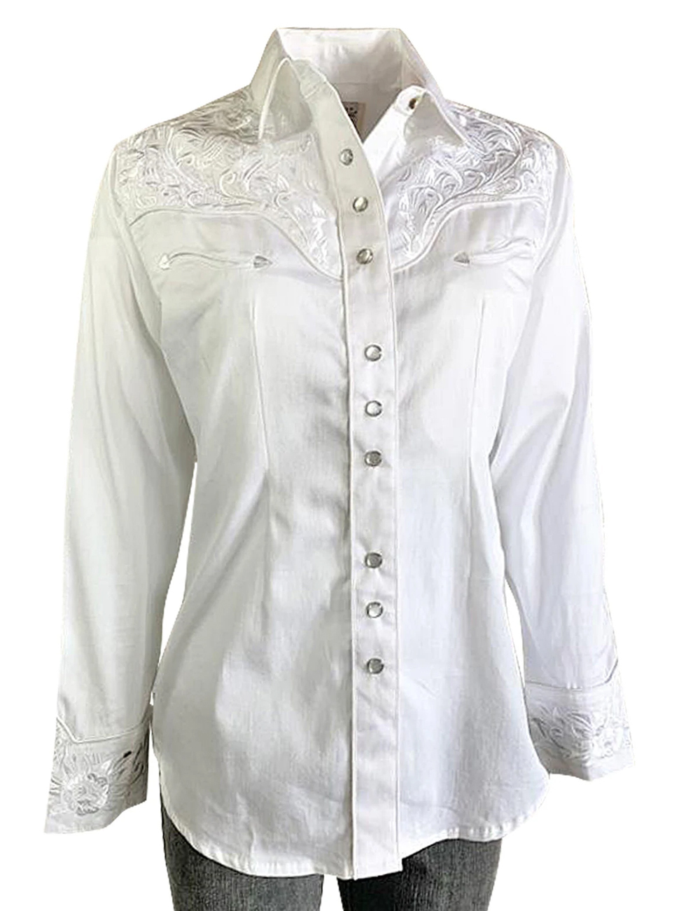 Womens Rockmount Embroidered White Western Shirt