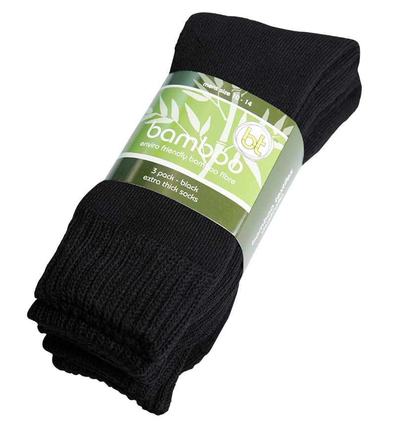 3-Pack of Extra Thick Black Bamboo Socks